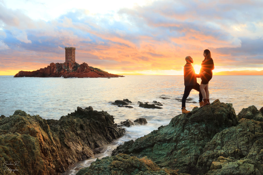 photo grossesse frejus studio carolina r. sunset couple dramont st raphael